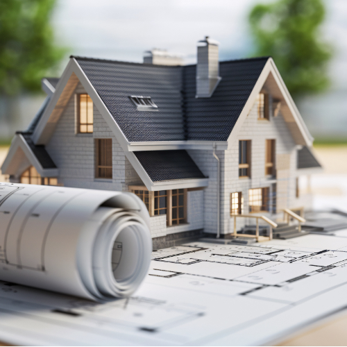 Building plans and permits on a desk