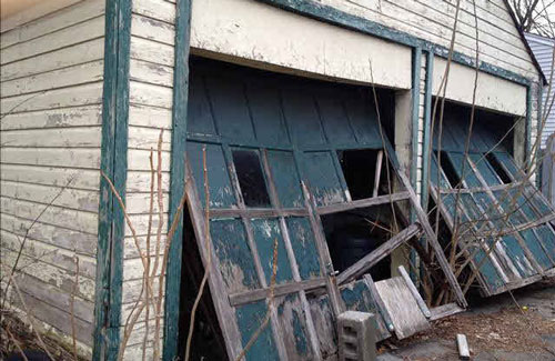 busted garage door
