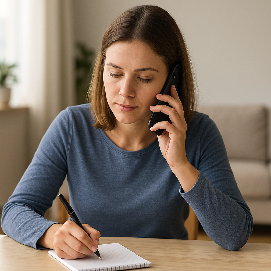 Woman calling around for garage door repair quotes