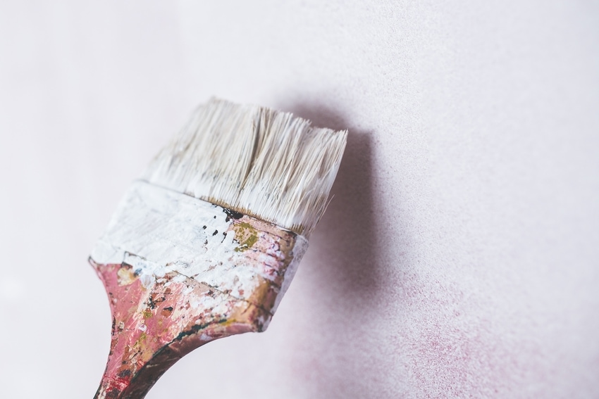 Paintbrush Painting Garage Wall White