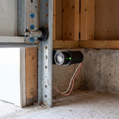 Garage door safety sensors near the floor