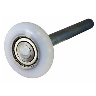 Steel and white plastic overhead door roller