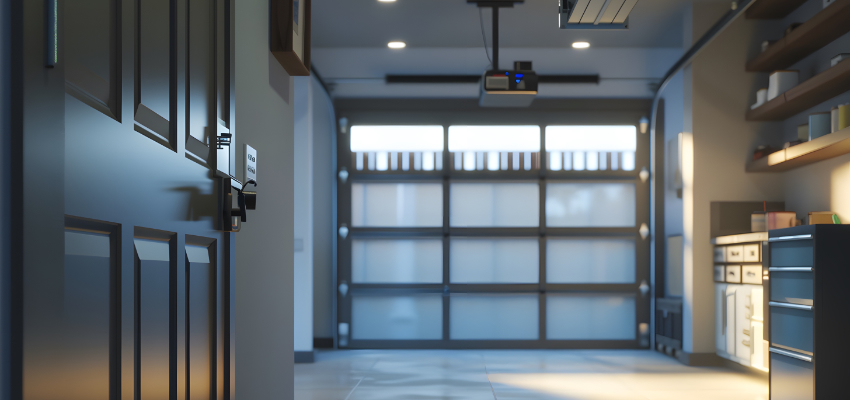 Garage door opener operating an overhead door