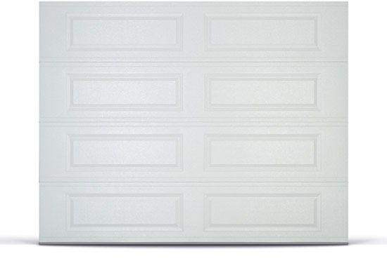 White garage door model with long raised panels