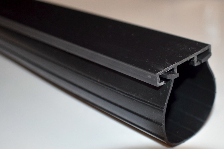 Black rubber seal for weather-sealing bottom of garage door